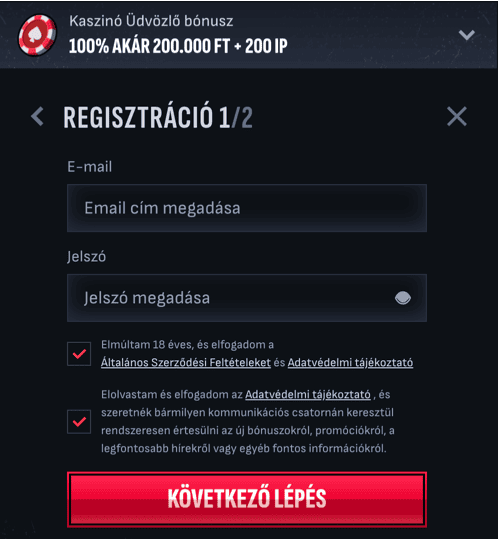 Regisztráció Mafia casino